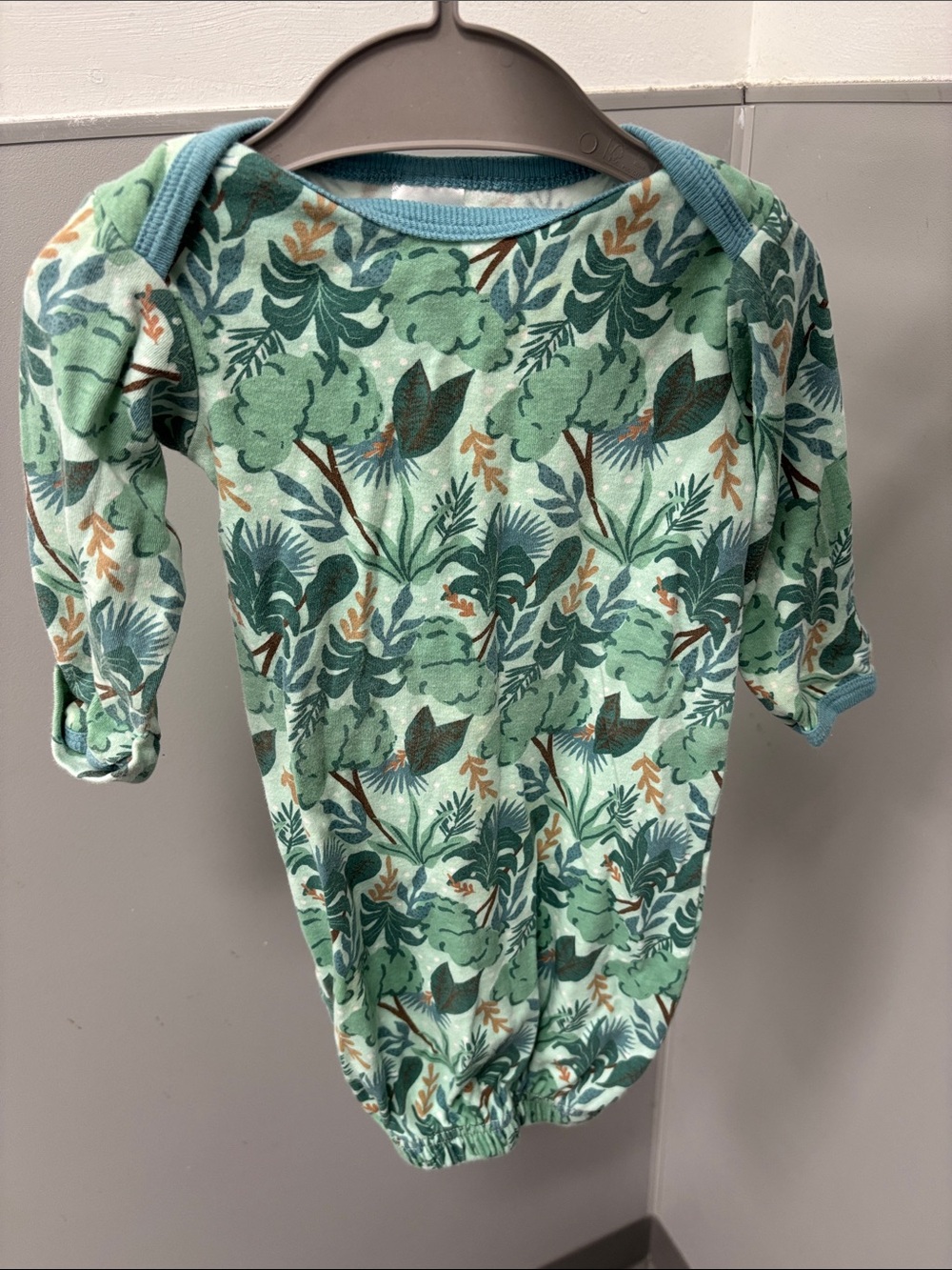 Green Botanical Print Kids Nightgown